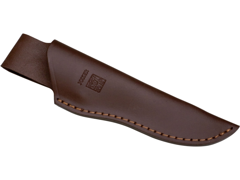 COUTEAU DE CHASSE JOKER OSO, MANCHE CORNE DE CERF, LONGUEUR LAME 12 CM.ÉTUI EN CUIR.