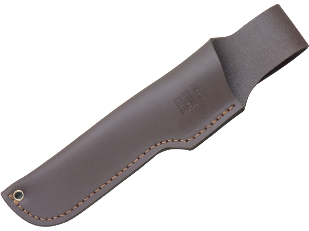 COUTEAU À DÉPOUILLER JOKER HURÓN, MANCHE CORNE DE CERF, LONGUEUR LAME 11 CM INOX.ÉTUI EN CUIR.