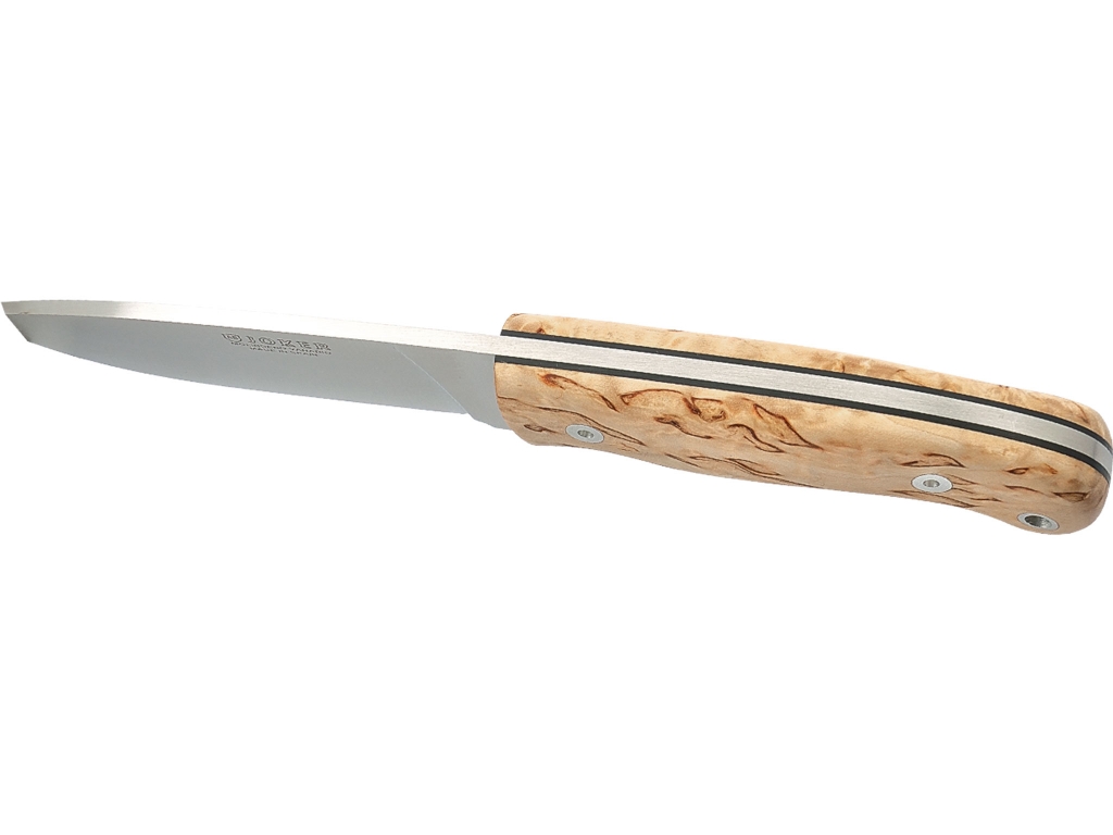 CURLY BIRCH WOOD SCALES 11 CM FULL TANG STAINLEES STEEL BLADE OUTDOOR KNIFE
