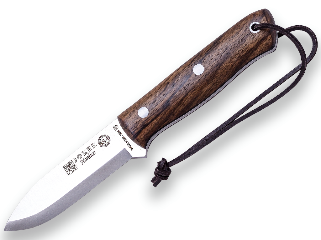CUCHILLO BUSHCRAFT Y SUPERVIVENCIA JOKER BS9 NÓRDICO CON FERROCERIO MANGO DE NOGAL