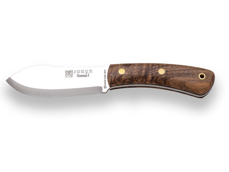 COUTEAU DE BUSHCRAFT JOKER NESSMUK S, AVEC FIRESTEEL, MANCHE EN BOIS DE NOYER