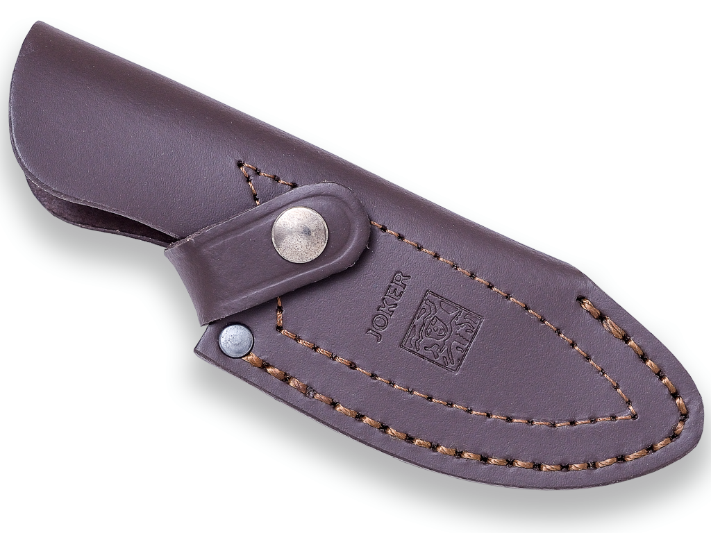 CUCHILLO BUSHCRAFT JOKER AGUILA, PUÑO DE OLIVO, HOJA DE 10,5 CM. FUNDA DE CUERO.