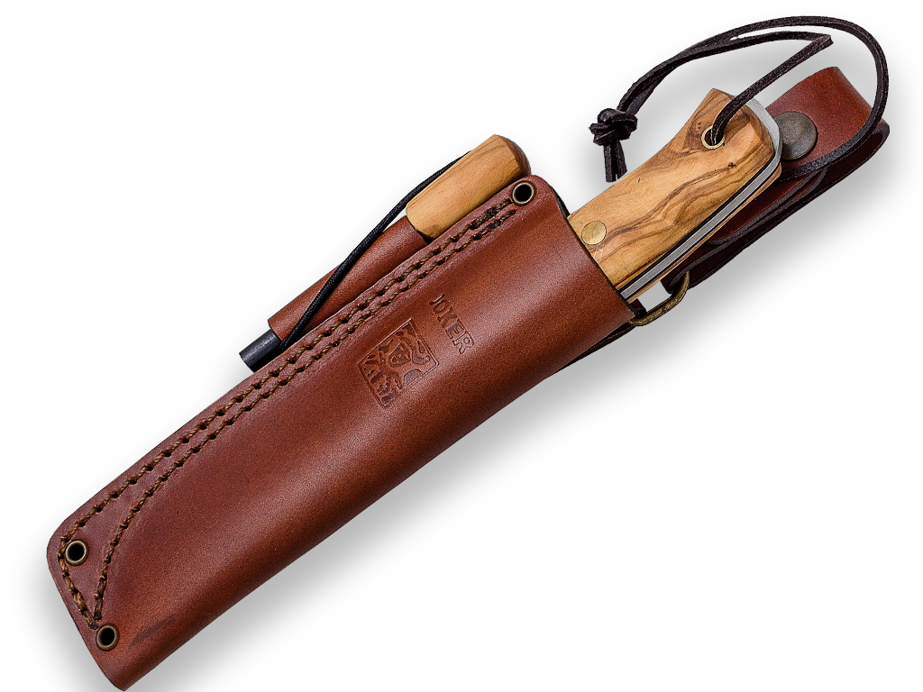 OLIVE HANDLE JOKER EMBER FLAT BUSHCRAFT AND SURVIVAL KNIFE WITH FIRESTEEL Olive handle JOKER EMBER FLAT bushcraft knife