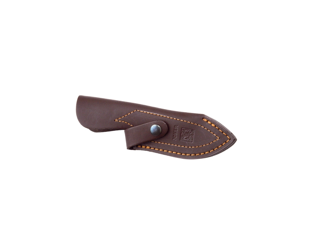CUCHILLO DESOLLADOR CON VIROLA CACHAS EN MADERA ROJA Y HOJA DE 8,5 CM.