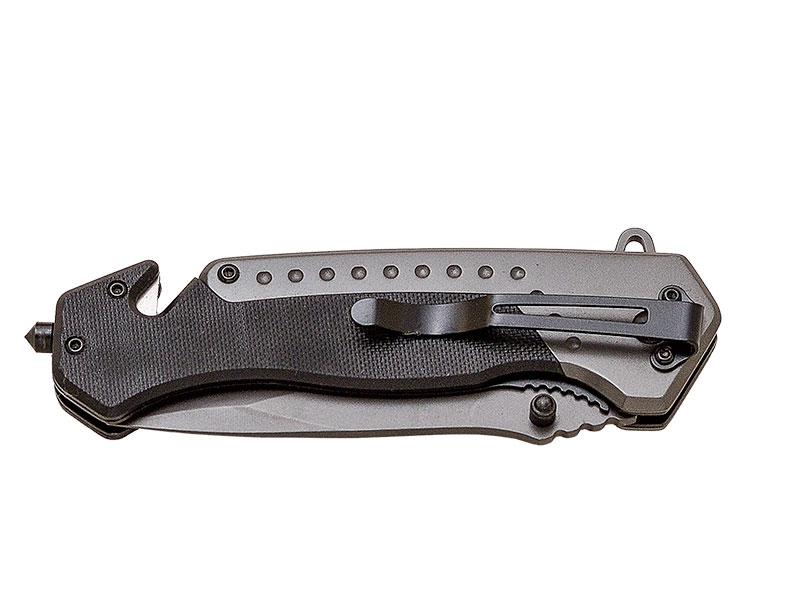 NAVAJA RESCATE PUÑO G10 APERTURA CON RODAMIENTOS H/ 9 CM + FUNDA