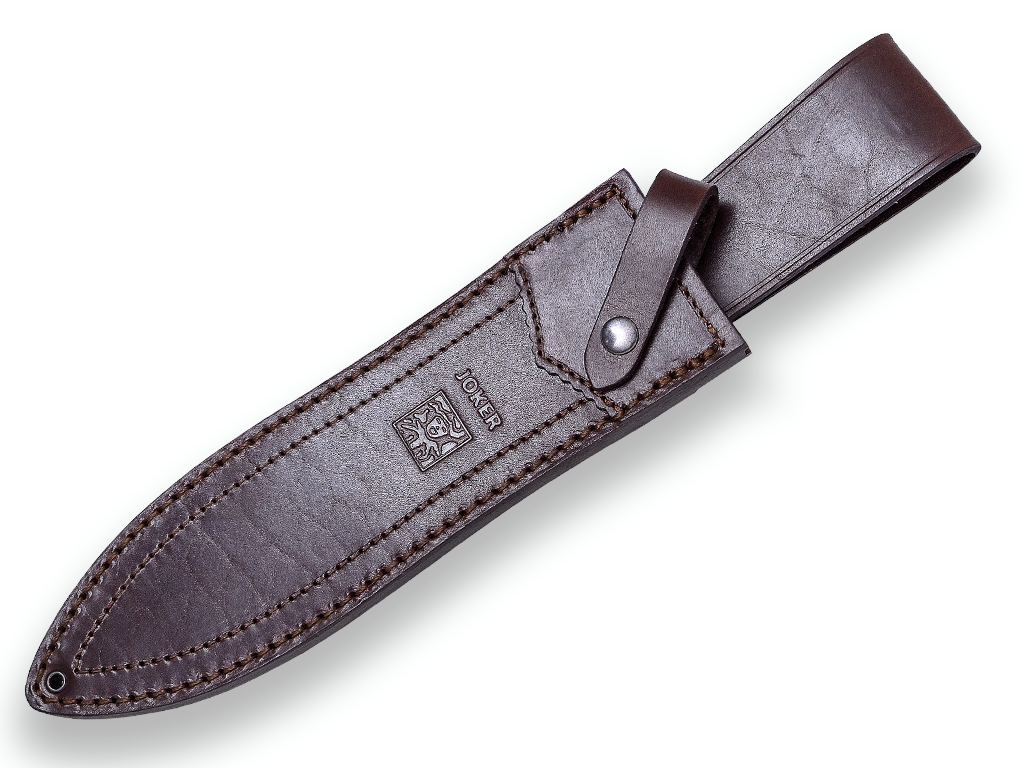 CUCHILLO DE REMATE JOKER JABALÍ, PUÑO EN ASTA CIERVO Y HOJA DE DOBLE FILO DE 25 CM. ACERO MOVA 1.4116. FUNDA VAQUETILLA.