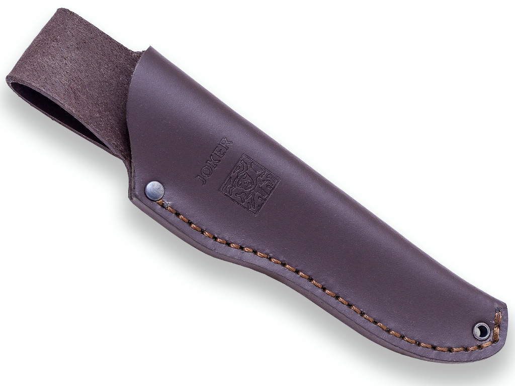 CUCHILLO DE CAZA JOKER FLECHA, PUÑO ASTA DE CIERVO, HOJA DE 10,5 CM. FUNDA DE CUERO