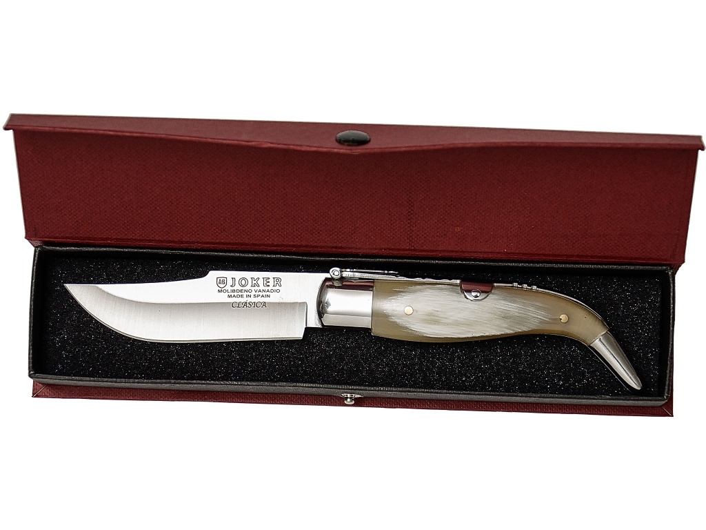 COUTEAU DE POCHE PLIANT ALBACETE MANCHE DE CORNE DE TAUREAU LONGUEUR DE LAME 8CM