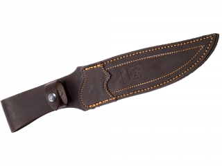 CUCHILLO DE CAZA JOKER ANTÍLOPE, CACHAS ASTA DE CIERVO, ACERO INOX. FUNDA DE CUERO.