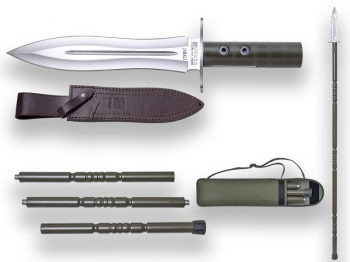 CUCHILLO DE REMATE JOKER JABALÍ, CON BASTÓN EN ALUMINIO (LANZA) Y FUNDA DE CORDURA.