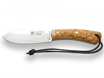 COUTEAU DE BUSHCRAFT JOKER NESSMUK , MANCHE EN BOIS DE BOULEAU FRISÉ, AVEC FIRESTEEL