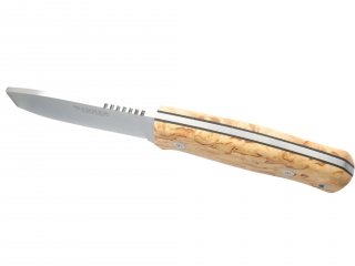 CURLY BIRCH WOOD SCALES 10,5 CM FULL TANG STAINLEES STEEL BLADE OUTDOOR KNIFE