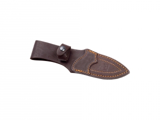 CUCHILLO DESOLLADOR JOKER VENADO,CACHAS MADERA DE OLIVO, HOJA ACERO INOX DE 11 CM.FUNDA DE CUERO.