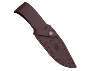 CUCHILLO DESOLLADOR JOKER OSO,CACHAS MADERA DE OLIVO, HOJA ACERO INOX DE 12 CM.FUNDA DE CUERO.