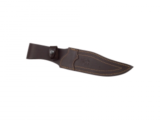COUTEAU DE CHASSE JOKER IBICE, MANCHE BOIS ROUGE ET LONGUEUR LAME 15 CM ACIER INOX. ETUI EN CUIR.