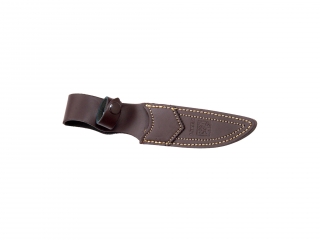HUNTING KNIFE WITH RED WOOD HANDLE STAINLESS BOLSTER AND BLADE LENGTH 12 CM