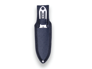CUCHILLO LANZADOR JKR DE 1 SOLO FILO, ACERO INOX, LARGO TOTAL 15 CM. INCLUYE FUNDA DE NYLON